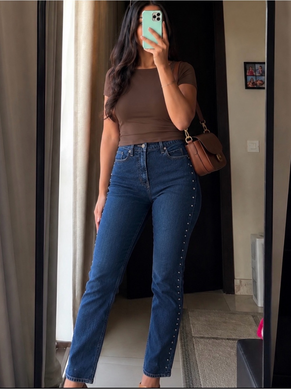 Old Navy High-Rise Dark Blue Jeans with Side Stud Detail